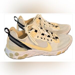 Nike React Element 55 Cream and Pale Yellow Men’s Size 9